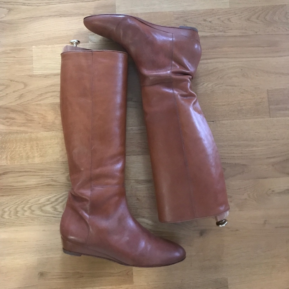Loeffler Randall chestnut brown leather boots